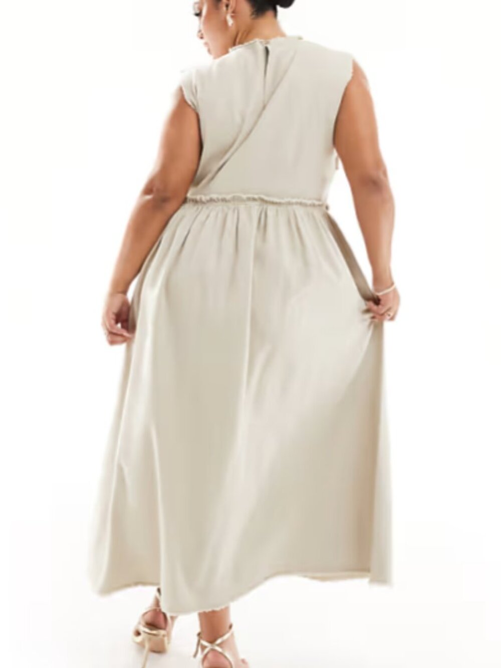 ASOS Curve / COLLUSION Plus Twill Raw Hem Maxi Smock Dress - 26W - Picture 2 of 6